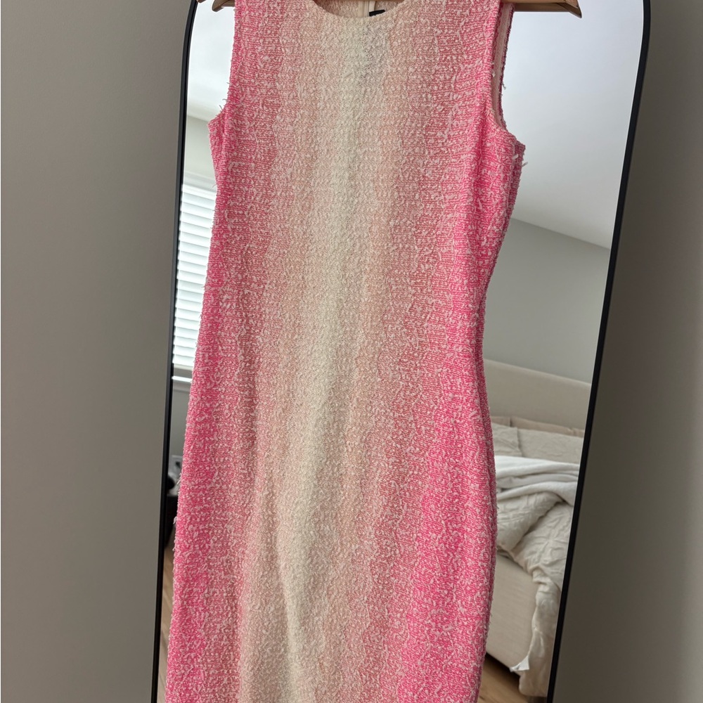 St. John Pink and Cream Midi Dress